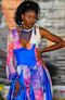 Robe mousseline avec ceinture bleu