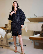 Éclipse — Robe cocktail en Jacquard noir et argent - Vignette | Ousman O.