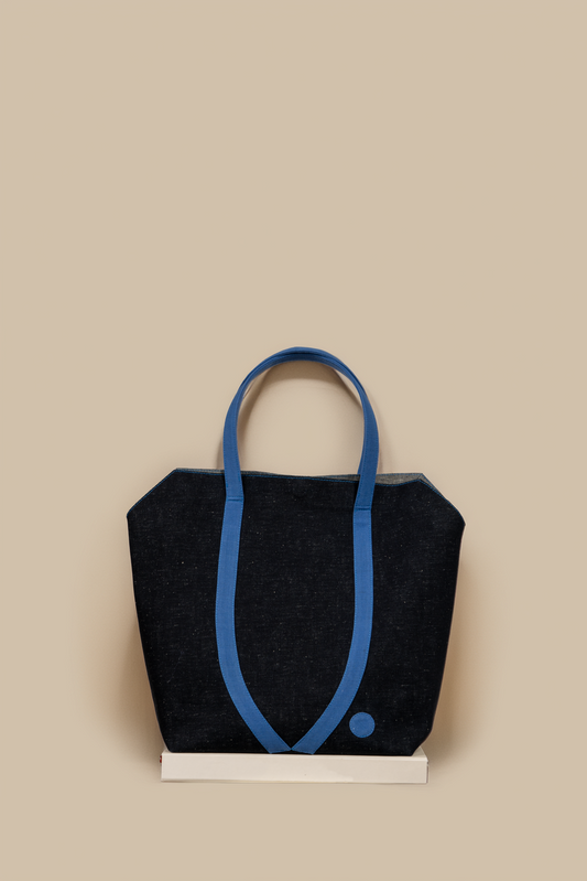 Le O Bag Indigo et Gris en Coton et Chanvre - Collection Atelier