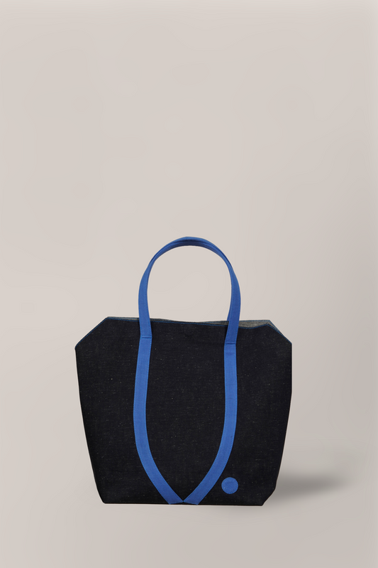 Le O Bag Indigo et Gris en Coton et Chanvre - Collection Atelier