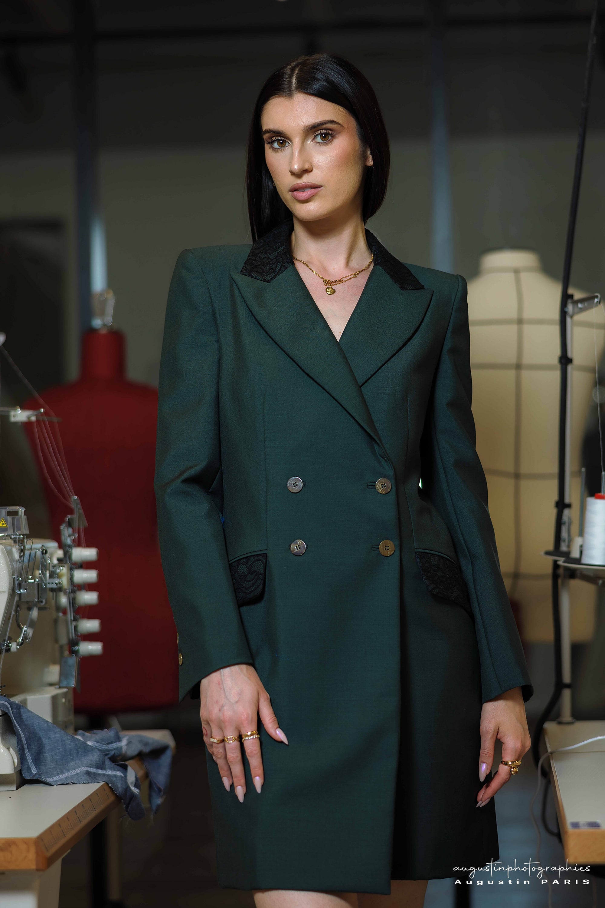 Robe Tailleur croisé verte