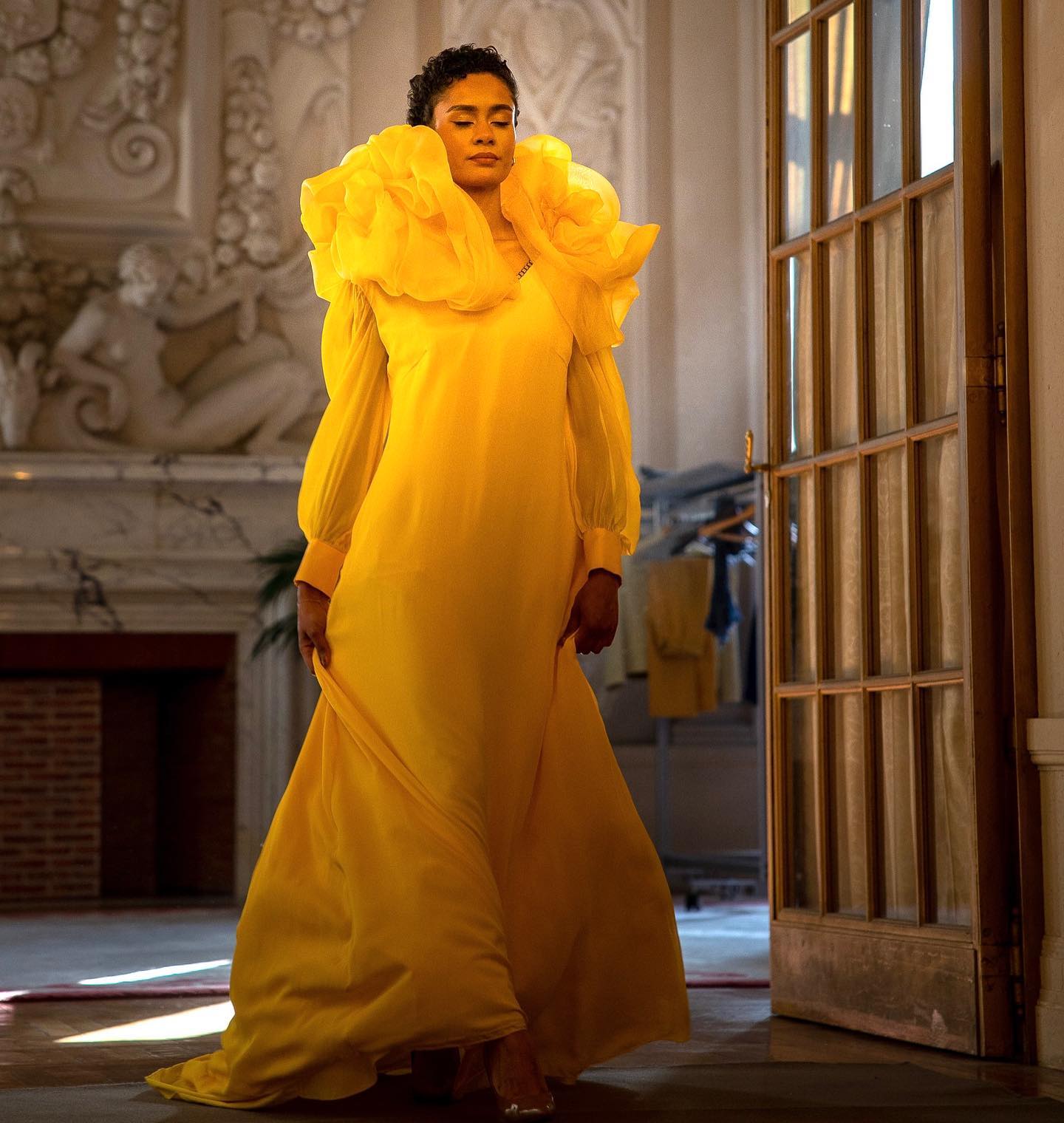 Robe couture Mouseline Jaune