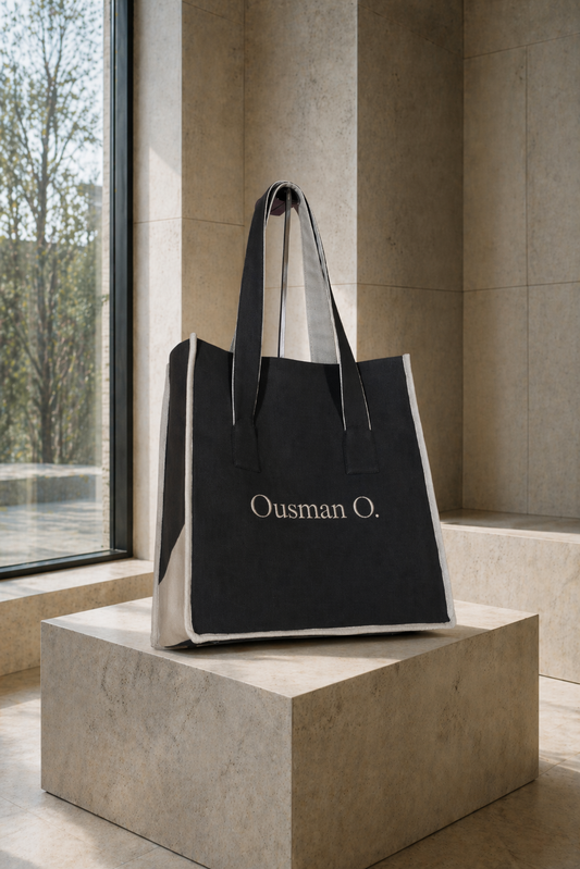 Le Tote Bag O. Anthracite en Lin